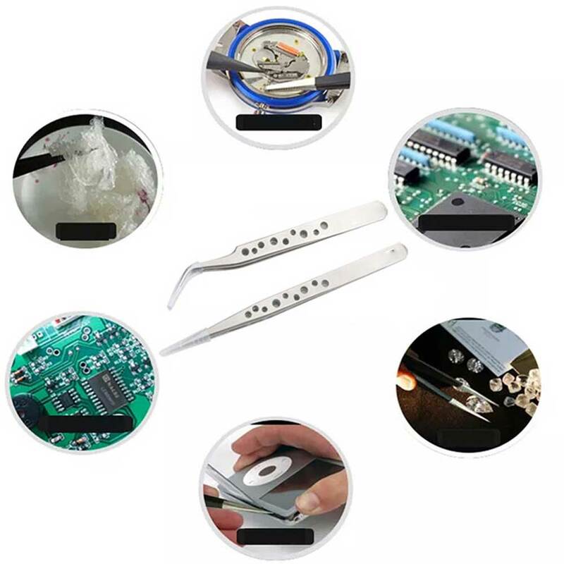 Pincettes industrielles antistatiques pour réparation de téléphones, pincettes de précision en acier inoxydable 201, à pointe incurvée ou droite