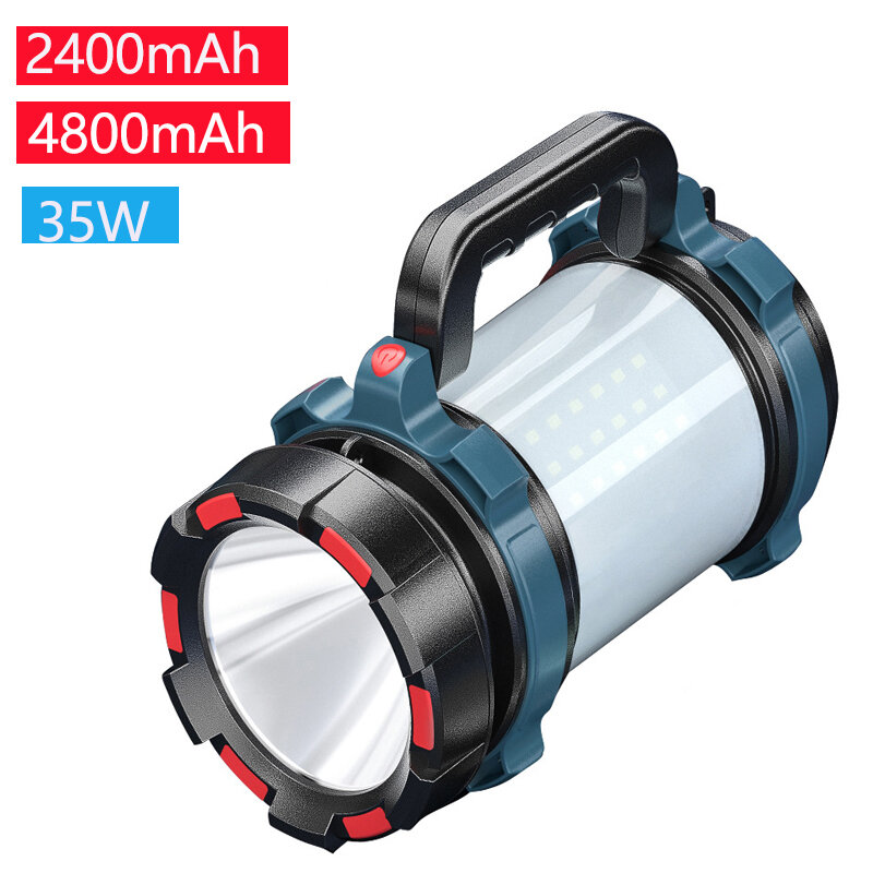 Lampe de poche LED très lumineuse, projecteur Portable avec technologie COB, idéal pour les opérations d'urgence en plein air ou le camping, 35W, 4800mAh