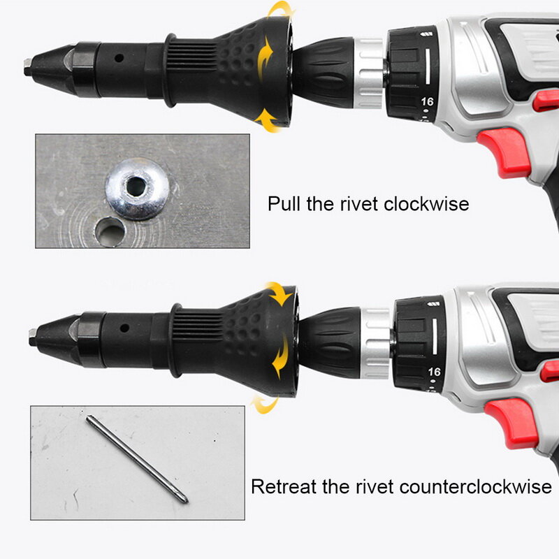 7Pcs/Set Electric Riveter Nut  Riveting Tool Cordless Riveting Drill Adaptor Insert Nut Tool with Wrench&Nuts 2.4- 4.8