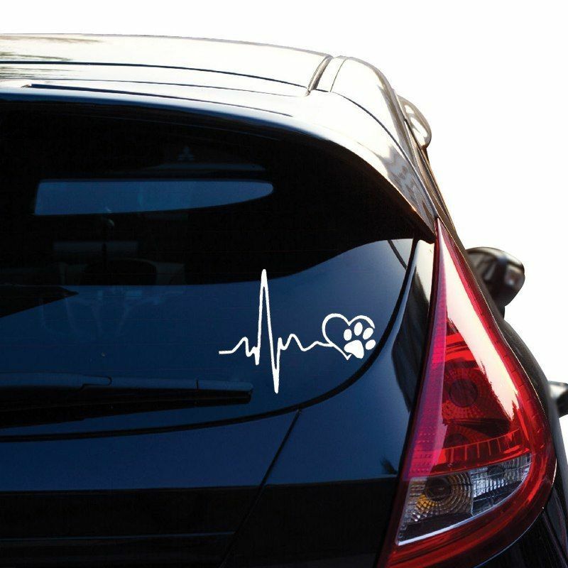 New Heartbeat Cute Dog Footprints Creative Vinyl Car Sticker Decals Black/Silver Funny New Arrival 13*10.3 CM Car Accessories