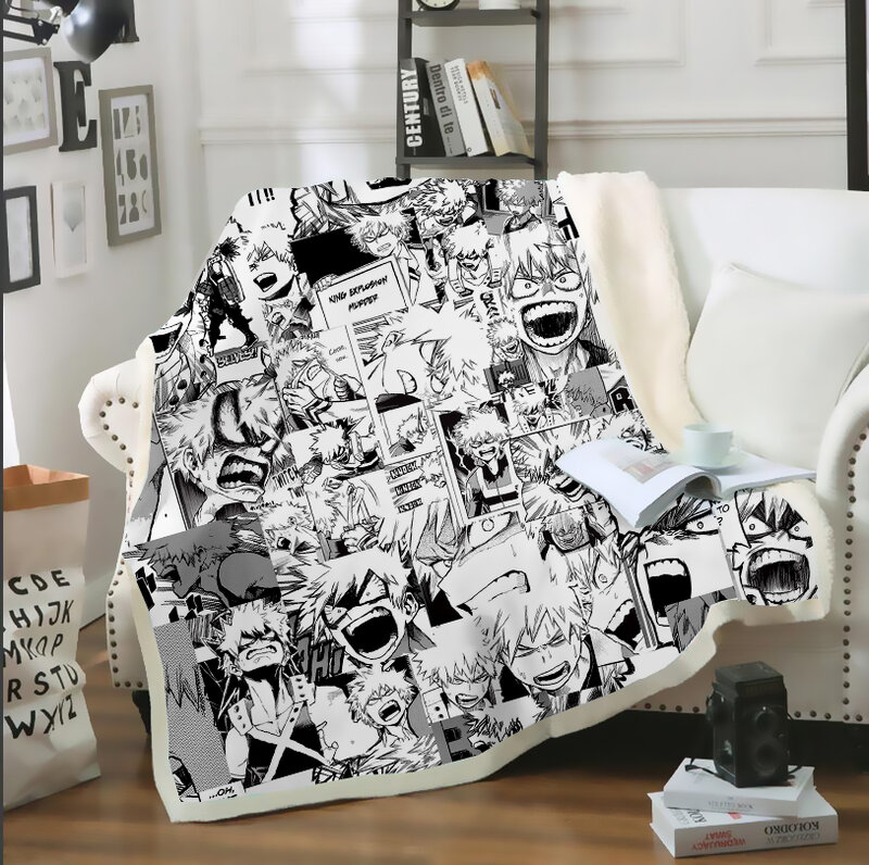 SONSPEE – couverture de literie imprimée en 3D, Anime Todoroki Shouto Bakugo Katsuki, multi-faces, canapé-lit, chaise, repos, décoration de la maison, B115