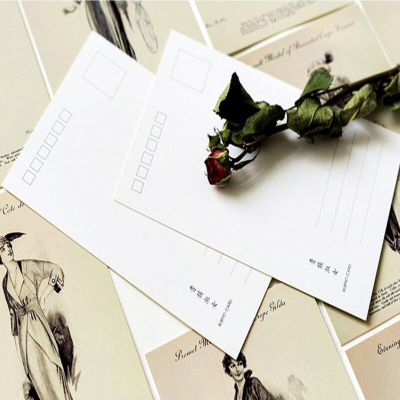 Tarjeta Postal aristocrática para mujer, Original, en caja, se puede usar para escribir letras, 30 unids/paquete
