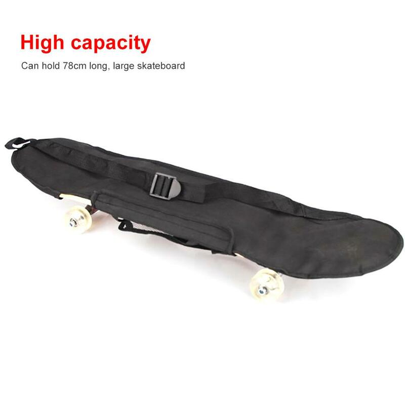 Zaino da Skateboard pratica borsa a tracolla da Skateboard in Chiffon nero cinturino regolabile borsa a rete Skateboard Longboard borsa per il trasporto