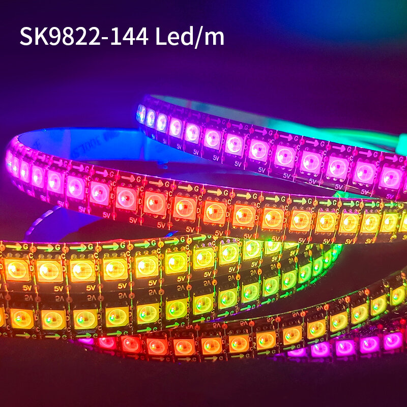 Fita de led inteligente apa102 5 lâmpadas; dc5v 30/60 leds/pixels/m; dados e relógio separadamente; ip30/ip65/ip67; fita de led sk9822