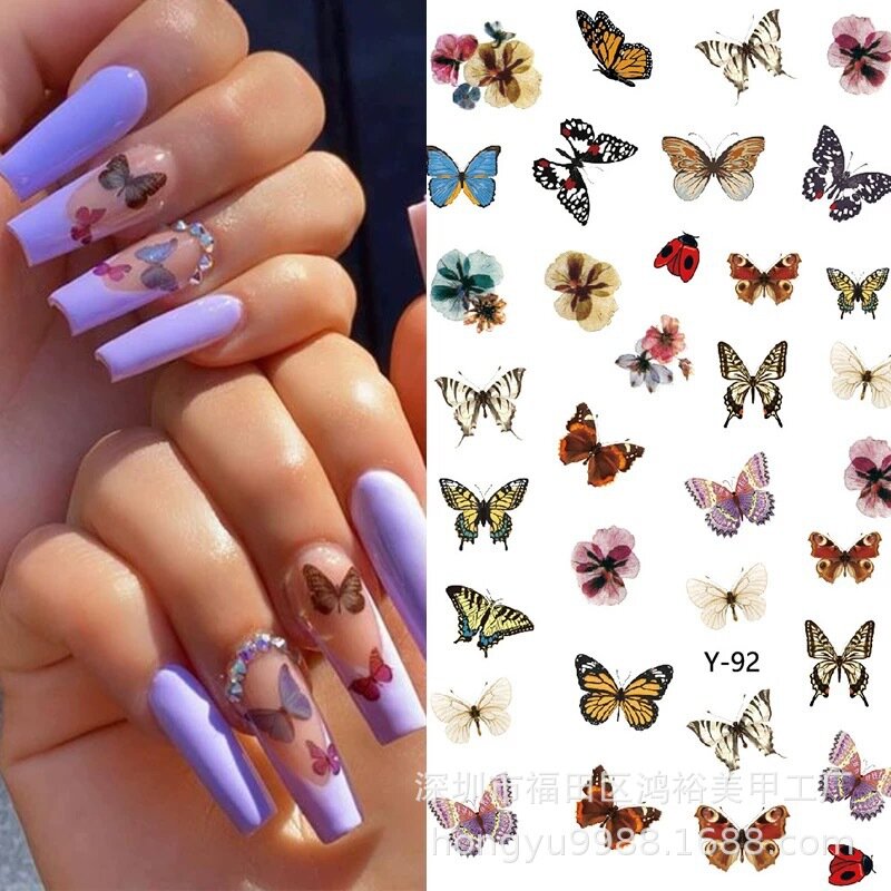 1 pz arcobaleno farfalla adesivi per unghie disegni decalcomanie trucco arte fai da te Manicure decorazioni per unghie disegni decalcomanie adesivi unghie