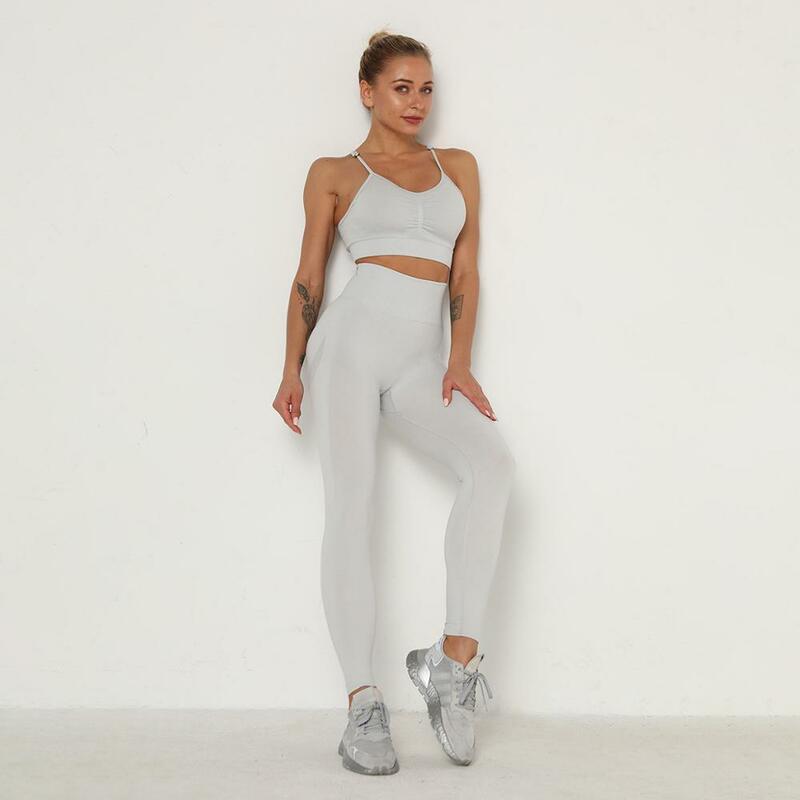 Frauen übung outfits stretchy fitness Yoga anzüge Hohe Taille Squat beweis leggings nahtlose laufende sport yoga set