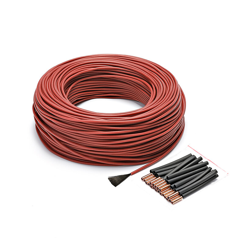Cable de calefacción de fibra de carbono para chaqueta de goma de silicona, cable de suelo cálido de 100 metros, 33 Ohm/m, 3mm