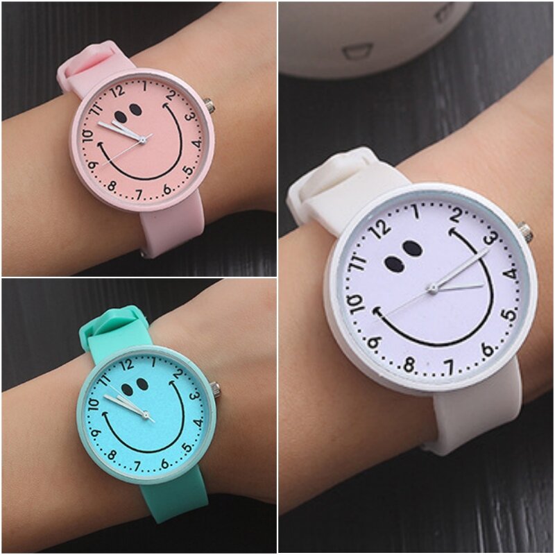 Relógio digital feminino luxuoso de silicone, relógio digital com smile, moda casual para crianças, meninas, 2019