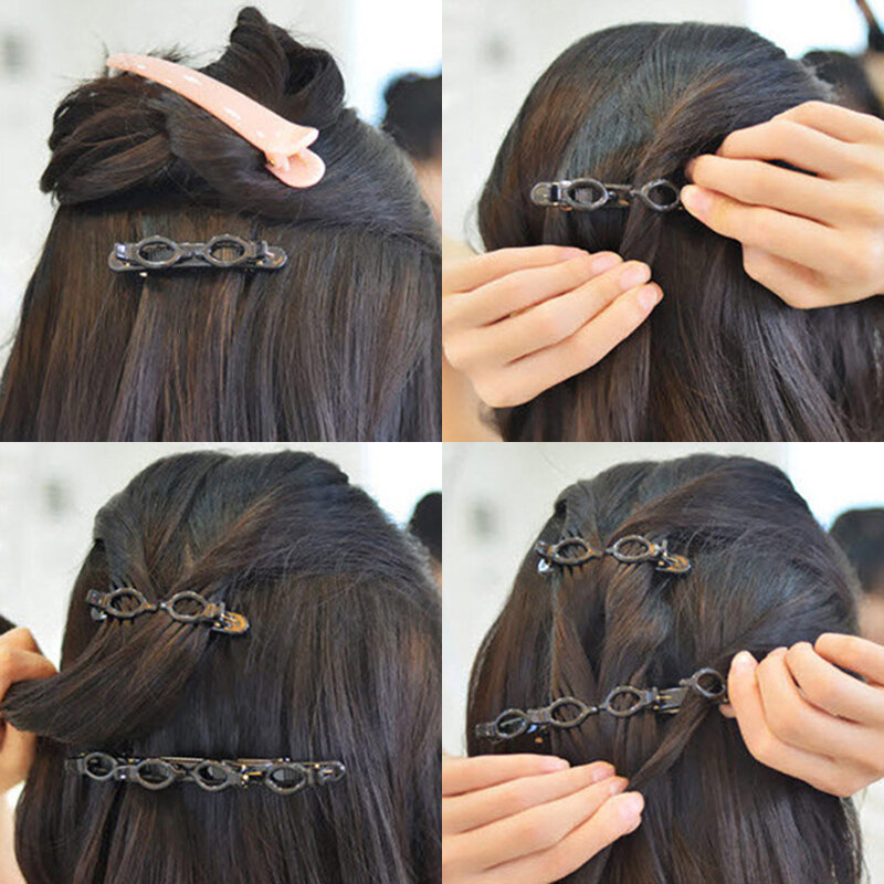 Dwuwarstwowe opaski klip Hairbands moda plastikowa pleciona opaska Punk nowe dziewiarskie damskie nakrycia głowy akcesoria do włosów