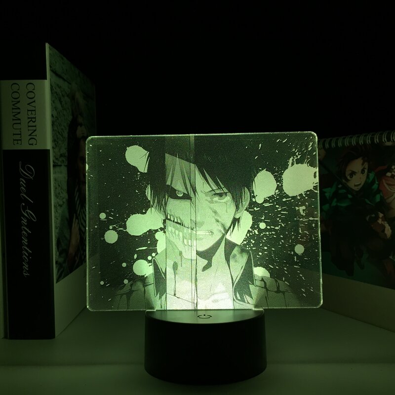 Anime Attack on Titan Eren Jaeger luce a LED bicolore per arredamento camera da letto regalo di compleanno lampada colorata bicolore Manga AOT