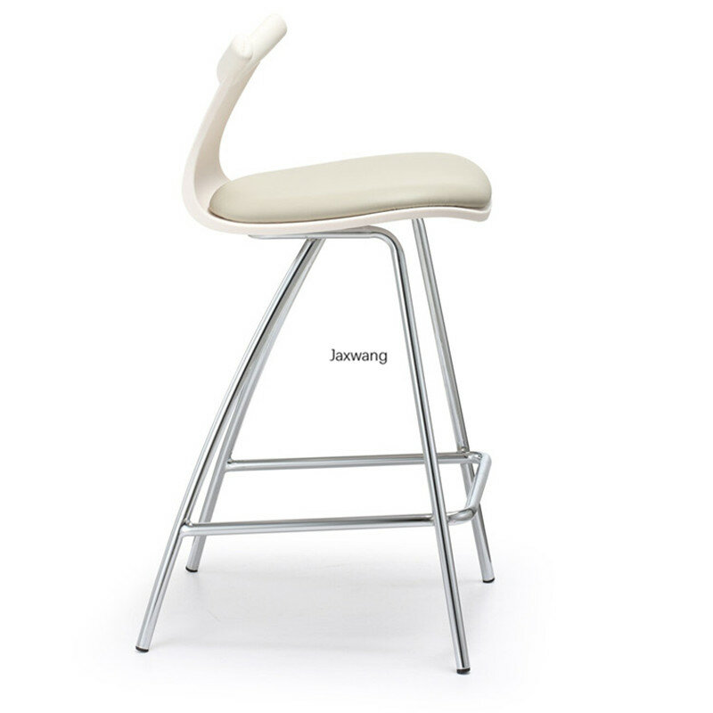 Cadeira alta minimalista moderna de ferro forjado, cadeira de bar criativa com encosto de couro