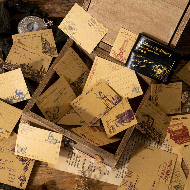 50แผ่น/แพ็คประวัติความเป็นมา Retro วัสดุ Kraft กระดาษขยะสมุดบันทึก Scrapbooking Vintage ตกแต่ง Diy Craft กระดาษ