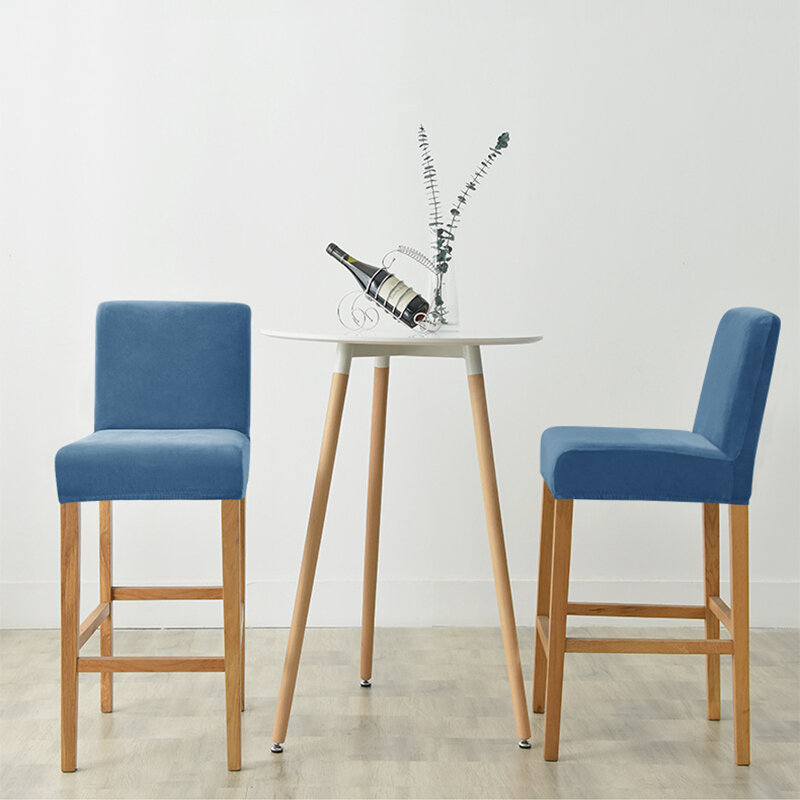 Aksamitne pokrowce na krzesła biurko siedzenia na Bar wysokiej elastycznej jadalni domu jednolity kolor elastan Stretch stołki kuchenne pokrowce na krzesła 4 sztuk