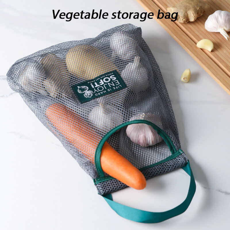 Grand sac de rangement en maille pour légumes et pommes de terre, 2 pièces, sacs suspendus, aérés, cuisine, ail, gingembre