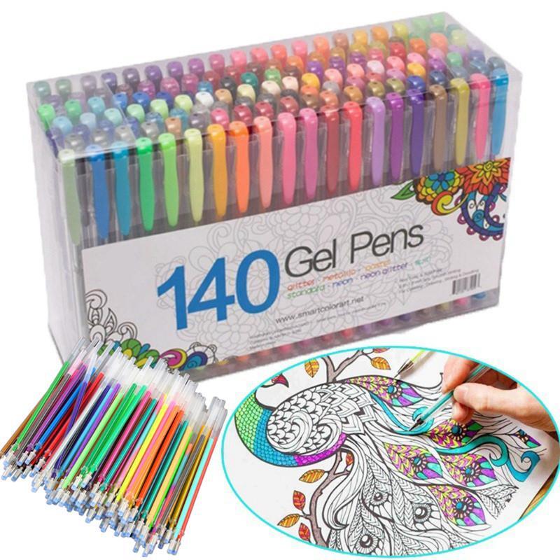 100 멀티 컬러 볼펜 젤 하이라이트 펜 리필 세트, 다채로운 빛나는 펜 리필 학용품 찬사 볼펜