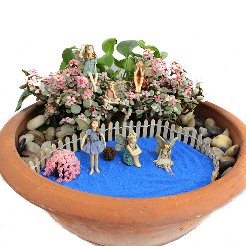 6 قطعة بونساي الديكور الراتنج الجنية التماثيل المناظر الطبيعية للزهور النباتات وعاء حديقة الحلي أشكال نماذج للحديقة من الراتنج الديكور