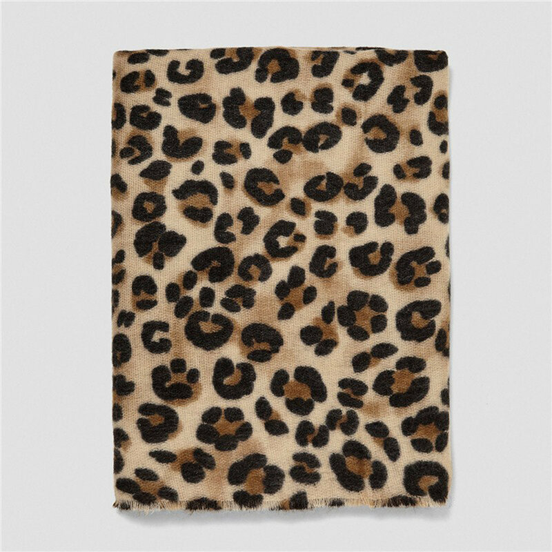 Bufanda de diseñador 2019, invierno cálido, estampado de leopardo, chal largo de lana suave, bufanda de cuello largo, bufanda para mujer
