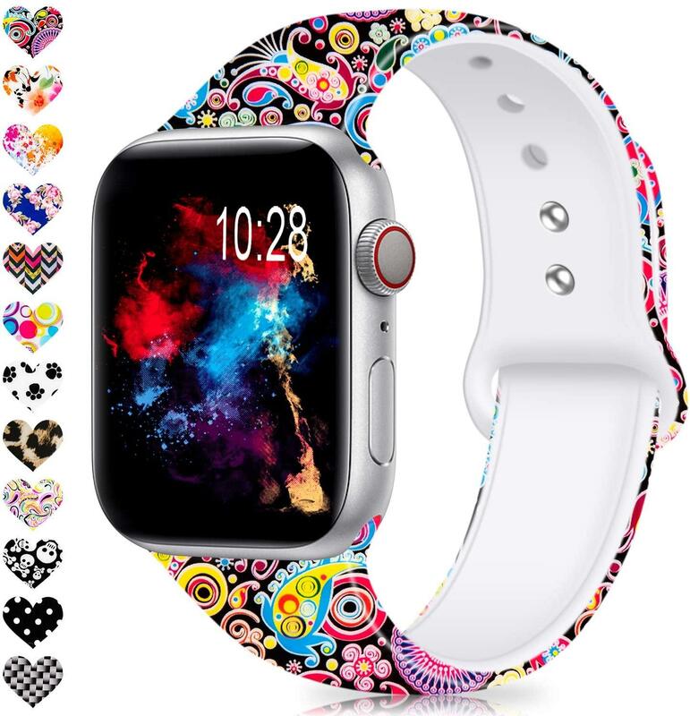Siliconen Band Voor Apple Watch Band 40Mm 44Mm Iwatch Band 38Mm 42Mm Gedrukt Riem Armband Apple Watch 5 4 3 Se 6