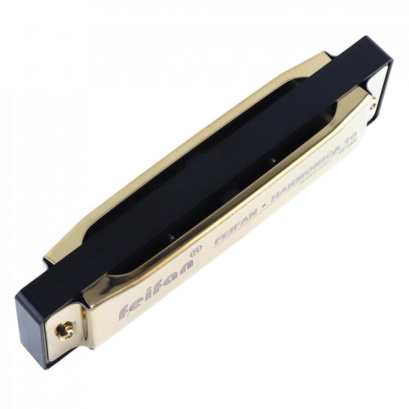 Harmonica 10 Holes 20 ToneC Matte Gold Harmonica Blues Harp Mouth Organ Stainless Steel Musical Instrument for Beginner