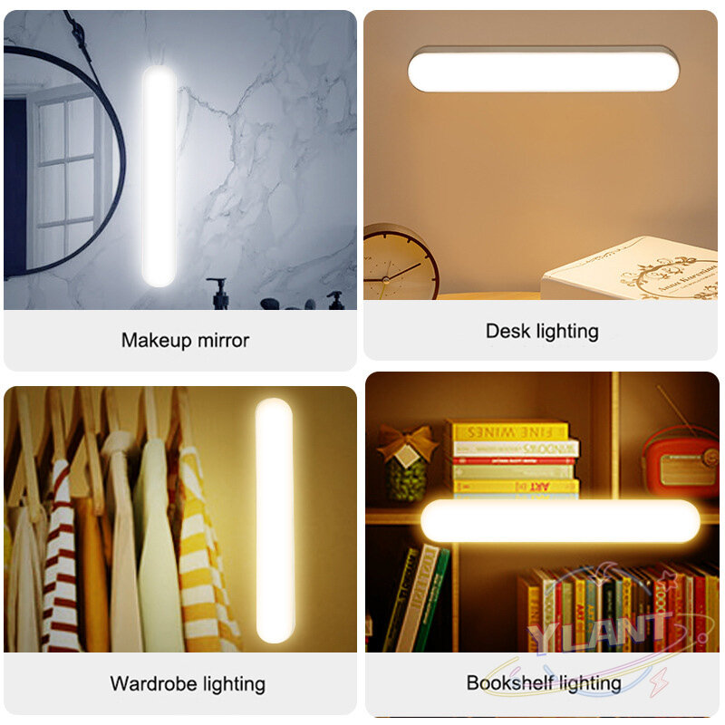 Luz LED de noche para protección ocular, lámpara de lectura con atenuación táctil inalámbrica, USB, para dormitorio, sala de estar, armario, baño, iluminación de mesa