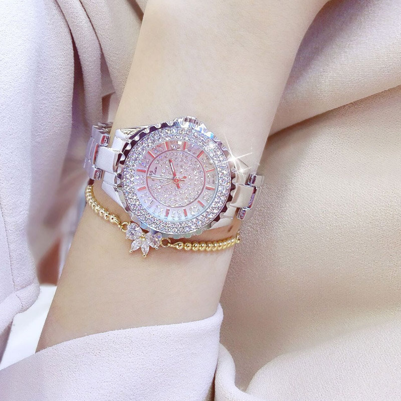 Elegante Horloges Vrouwen Gold Diamond Luxe Quartz Horloges Voor Vrouwen Waterdichte Casual 2021 Mode Vrouwelijke Horloge Geschenken