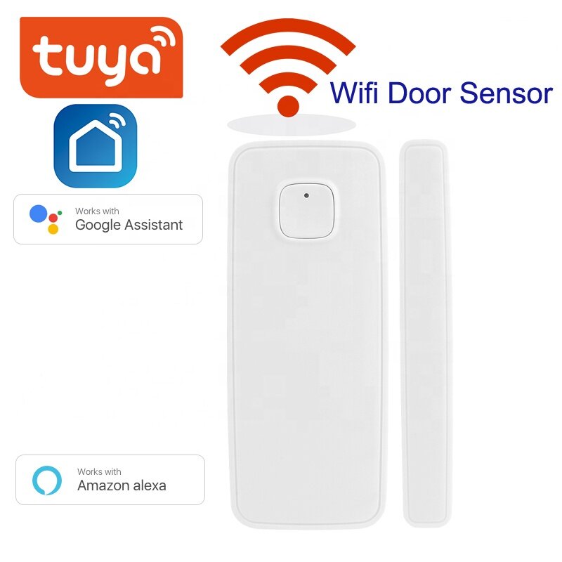 Tuya Smart Wifi Pendeteksi Sensor Pintu Jendela Alarm Smart Life Kompatibel dengan Alexa Google Home