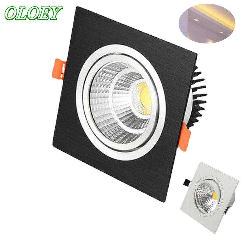 LED Square Dimmable Downlights  7W/9W/12W/15W Recessed Ceiling Lamps COB Spot Lights 110V/220V Indoor  Lamps