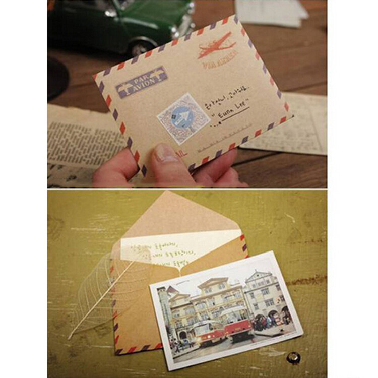 10 Pcs Vintage Kraft Envelop Mini Papier Enveloppen Huwelijksuitnodiging Envelop Kantoorbenodigdheden Gift Levert 9.6*7.3Cm 2021