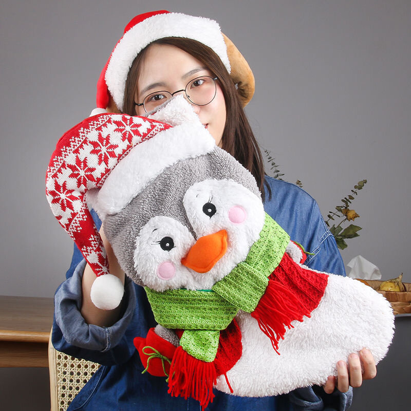 Nuovi calzini natalizi sacchetto regalo lana di agnello di grandi dimensioni sacco di babbo natale cervo borsa di babbo natale decorazioni natalizie di capodanno per calze domestiche