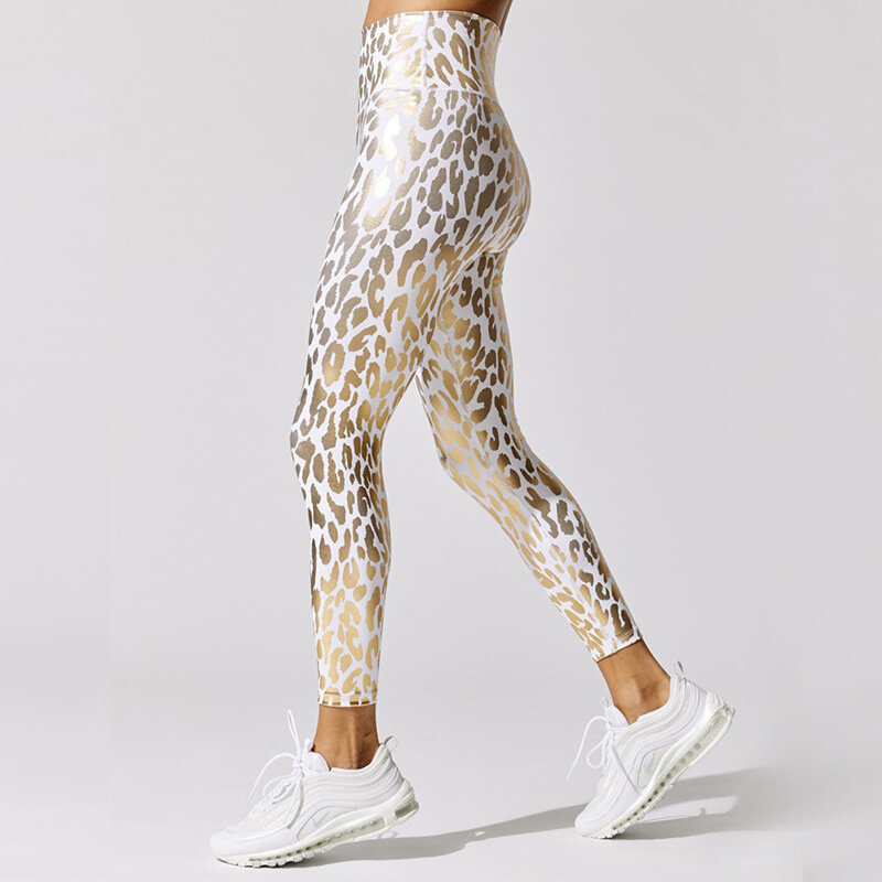 Celana Yoga Trendi Celana Legging Olahraga Pinggang Tinggi Mulus Print Leopard Push Hip Celana Panjang Wanita Celana Panjang Fitness Pantalon De Mujer