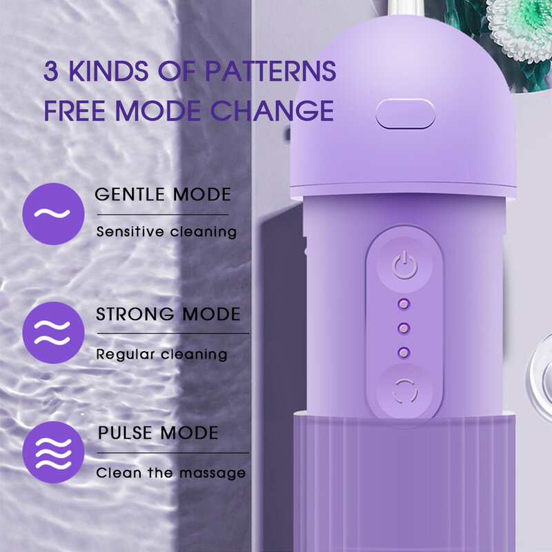 [Boi] 3 Mode 240Ml Irigasi Mulut Dewasa Dapat Ditarik Pintar Melindungi Benang Air IPX7 Sensitif untuk Perangkat Pembersih Gigi