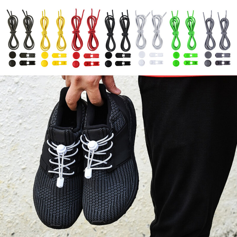 Cadarços elásticos para sapatos, cadarços para crianças, adultos e idosos-cadarços elásticos para calçados de corrida, atletismo