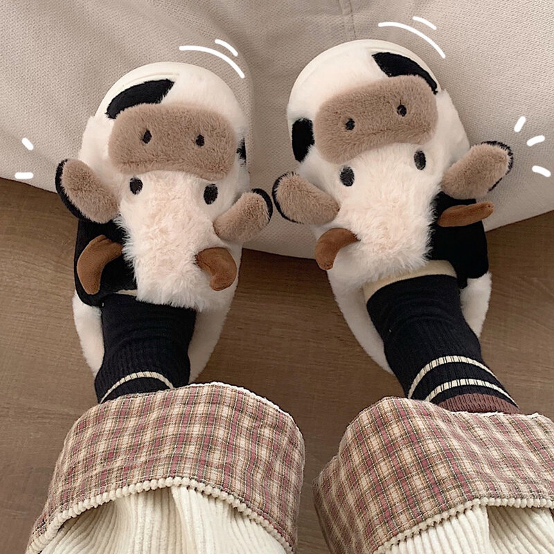 Botas De Mujer Zapatillas De Algodón De Vaca De Dibujos Anim 