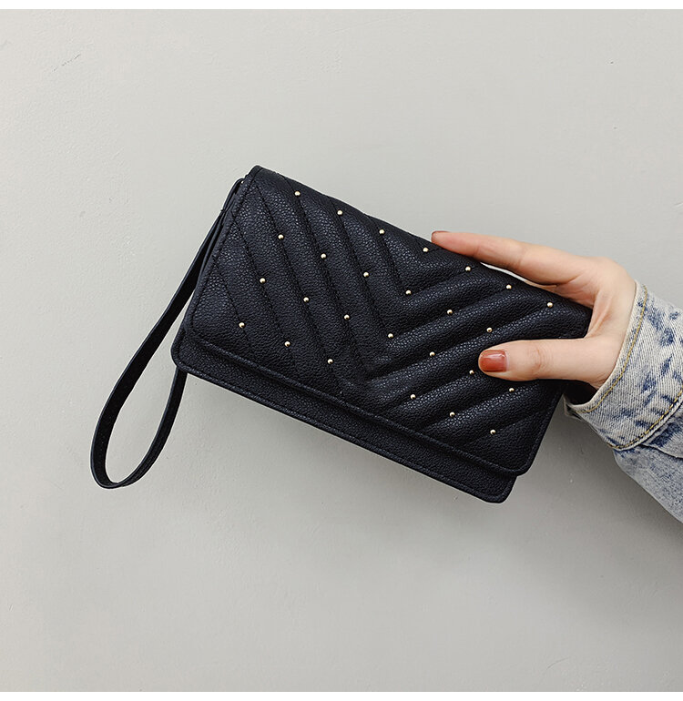 Pochette de luxe design poignet cuir Handags téléphone poche fermeture éclair sac à main porte-monnaie sac-pochette