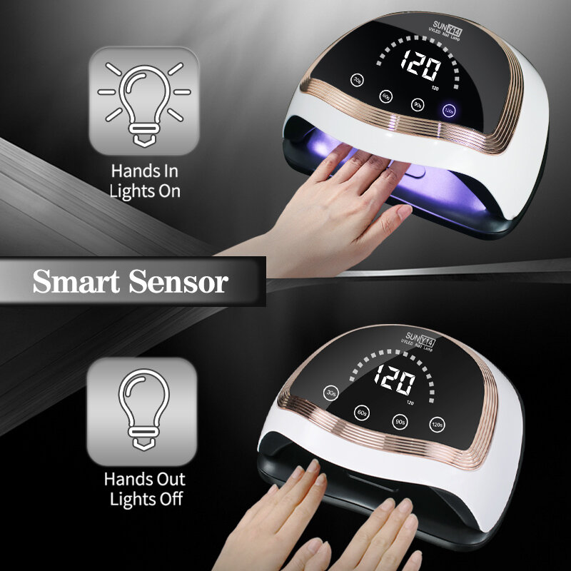 Светодиодная УФ-лампа для ногтей для маникюра 40LED Быстросохнущий Гель-лак ЖК-дисплей 4 настройки времени смарт-датчик для салонного использ...
