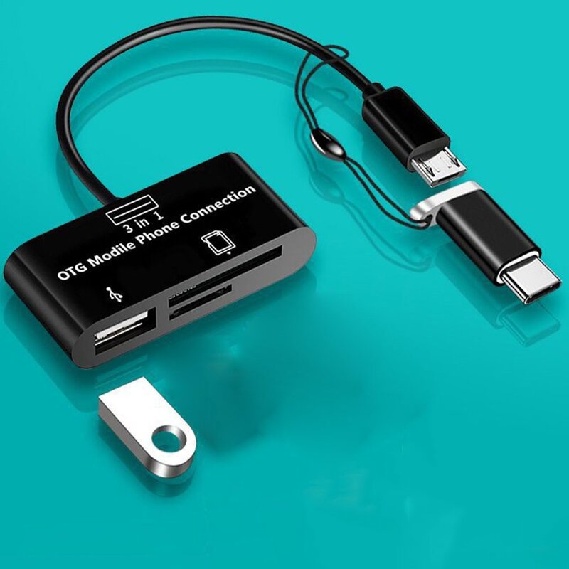 OTG อะแดปเตอร์ Universal Type-C Micro USB 3 In 1หน่วยความจำการ์ด TF โทรศัพท์มือถือ OTG Card Reader Host อะแดปเตอร์การ์ด Reader Dropshipping