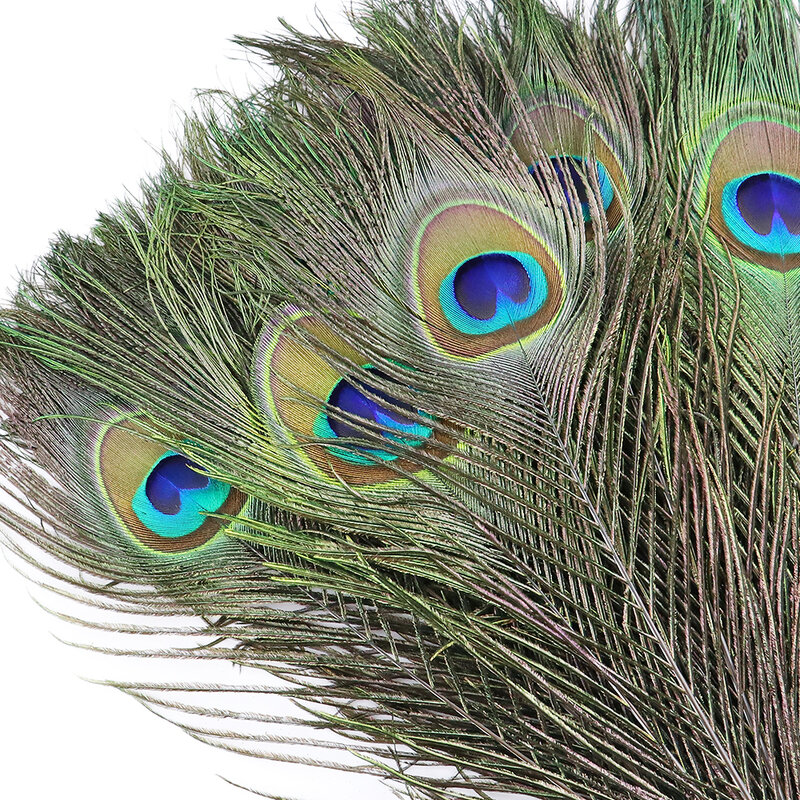 Plumas de pavo real de alta calidad, accesorios de joyería, vestido de carnaval, ramillete de decoración, Ojos de Esmeralda, plumas naturales, manualidades al por mayor