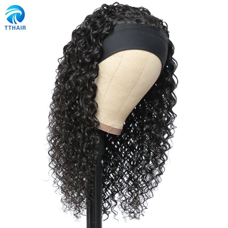 Z pałąkiem na głowę peruka peruki z ludzkich włosów dla damskie ludzkie włosy kręcone włosy brazylijskie włosy u część peruka ludzki włos peruka z grzywką 150 Remy ludzki włos peruki