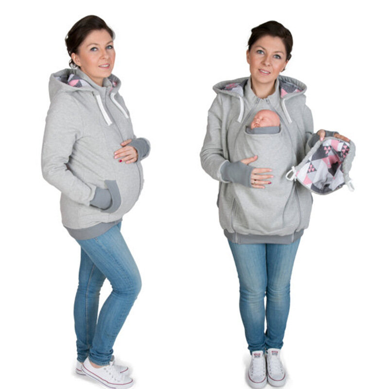 Casaco de maternidade canguru camisola 2 em 1 multifunctionalhoodie roupas da mãe outono inverno roupas para grávidas engrossar grávidas