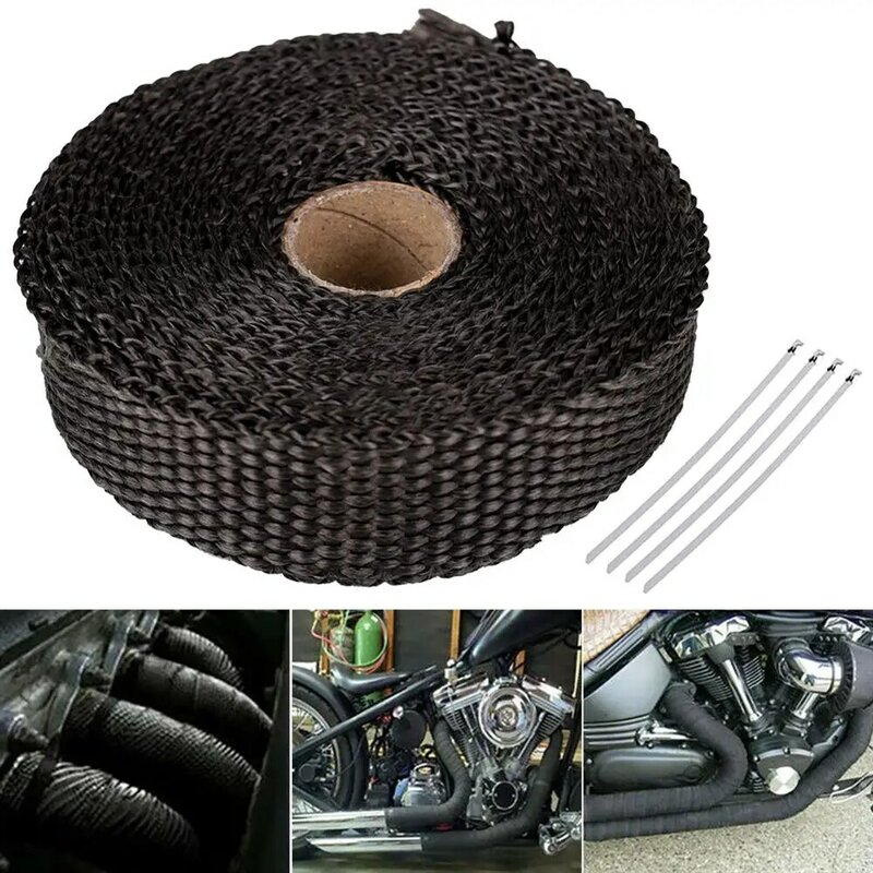 Rollo de cinta térmica para tubo de escape de motocicleta y coche, rollo de 5M, aislamiento térmico, accesorios para Moto