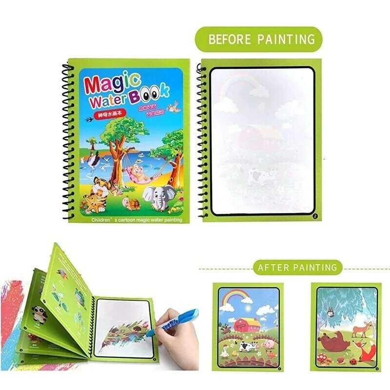 ألعاب مونتيسوري قابلة لإعادة الاستخدام تلوين كتاب ماجيك المياه دفتر رسم الحسية التعليم المبكر لعب هدايا أعياد ميلاد للأطفال