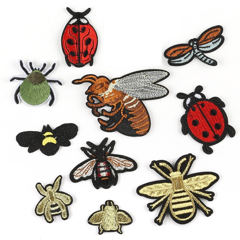 10 Teile/los Bee insekt Serie Für Kleidung DIY Eisen auf Gestickte Patches Für Hut Jeans Aufkleber Nähen-auf Patch applique Abzeichen