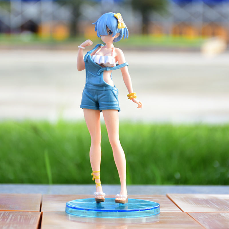 Anime re: vida em um mundo diferente de zero rem ram amarelo saia figura bonito emilia pvc action figure coleção modelo brinquedos