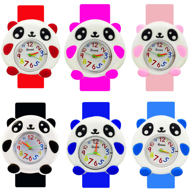 China panda brinquedo crianças relógios 2-15 anos de idade crianças cognitivo tempo pulseira crianças relógio de quartzo meninos meninas relógio de bebê