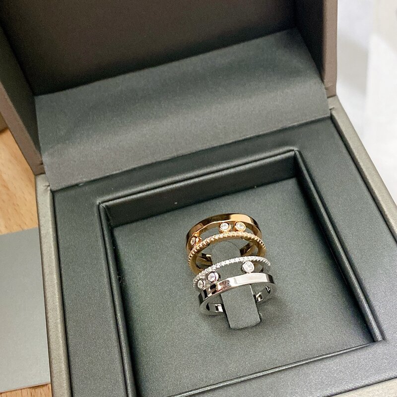 Luxe Sieraden Opgericht In 2005. S925 Sterling Zilveren Paar Ring. Onafhankelijke Ontwerp. Bewegen Serie. Holiday Gift