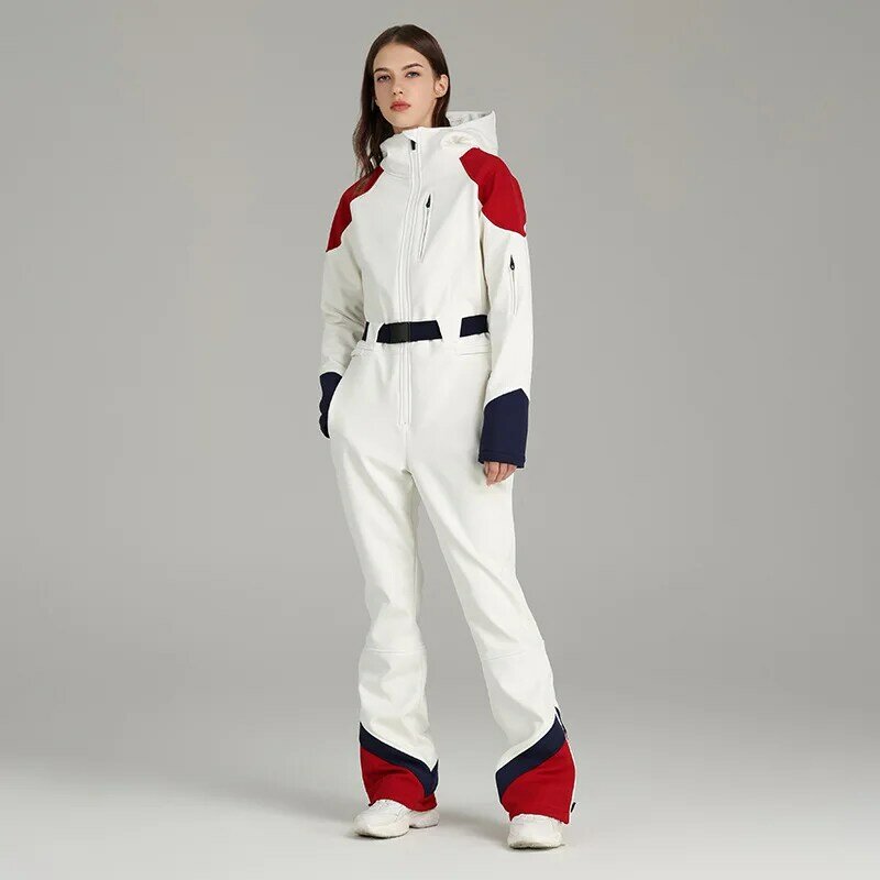 SEARIPE One Piece Ski Suits Women Slim Fit Winter Warm Jumpsuit Waterproof Thermal Clothing Windbreaker Onesie Snowboard Wear