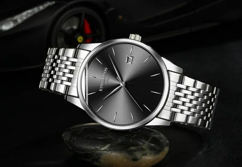 Relógios masculinos marca de luxo ultra-fino masculino relógio de quartzo de aço inoxidável para homem relógio de pulso à prova dwaterproof água homem dropshipping