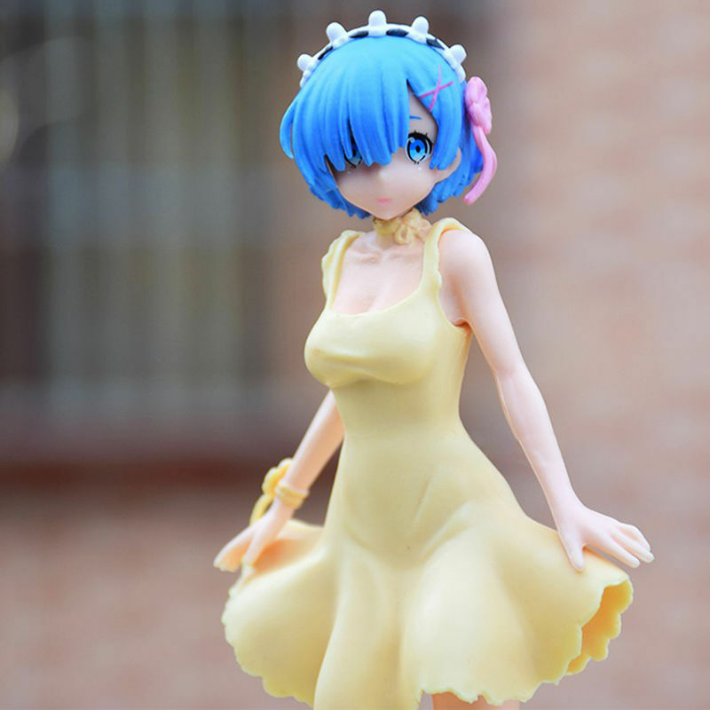 Anime Re: la vita In un mondo diverso da Zero Rem Ram figura di gonna gialla simpatica collezione di Action Figure In PVC Emilia giocattoli di modello