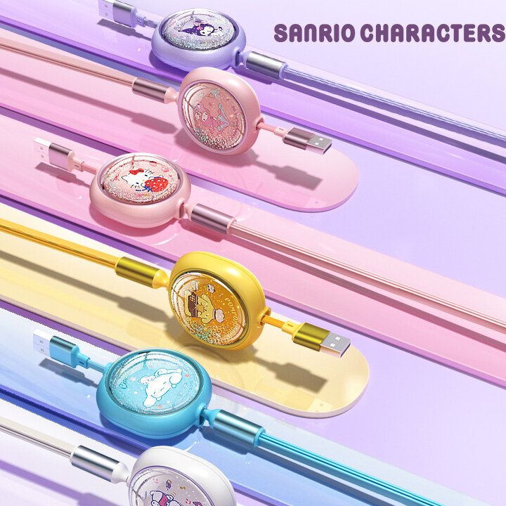 สายชาร์จโทรศัพท์ลายการ์ตูนน่ารัก Sanrio อนิเมะสายชาร์จข้อมูลโทรศัพท์สายชาร์จโทรศัพท์ Cinnamoroll Kuromi น่ารักเมโลดี้พลัง pochacco iPhone