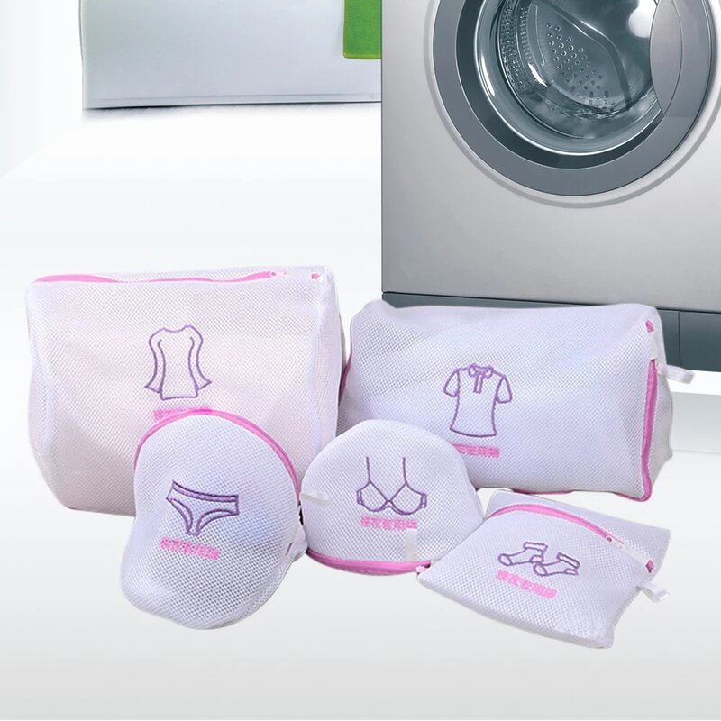 Zippered Mesh Laundry Wash Bags Foldable Delicates Lingerie Bra Socks Underwear Washing Machine Clothes Protection Net Baskets